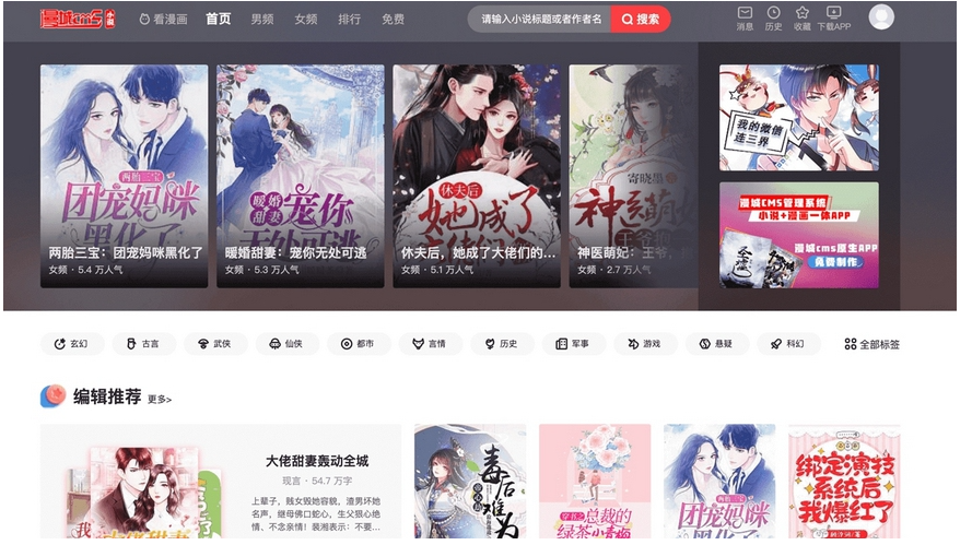漫画系统源码/漫画网站源码/小说漫画网站源码